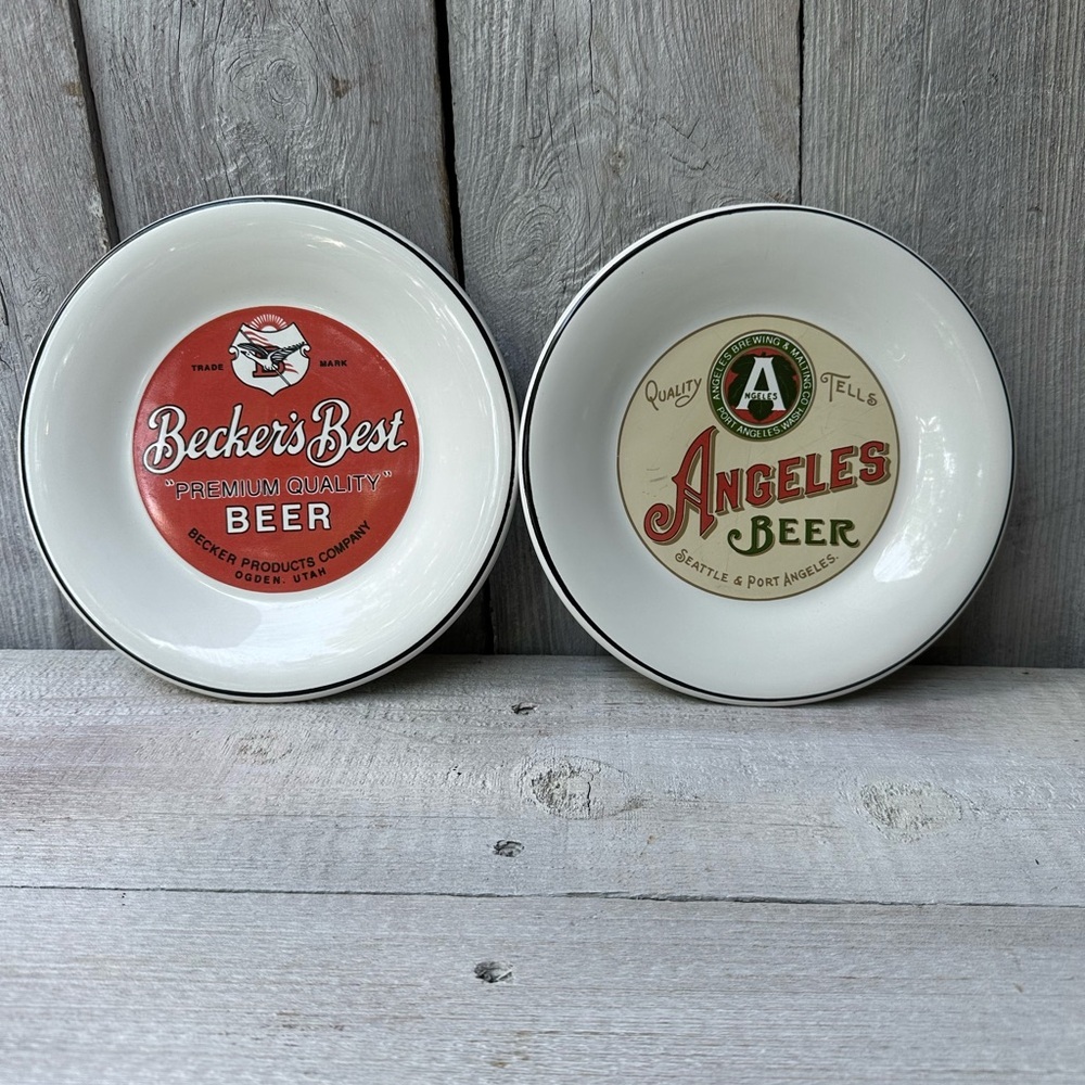 2 Beer Themed‎ Eddie Bauer Home Plates Retired Each Different 7.75"